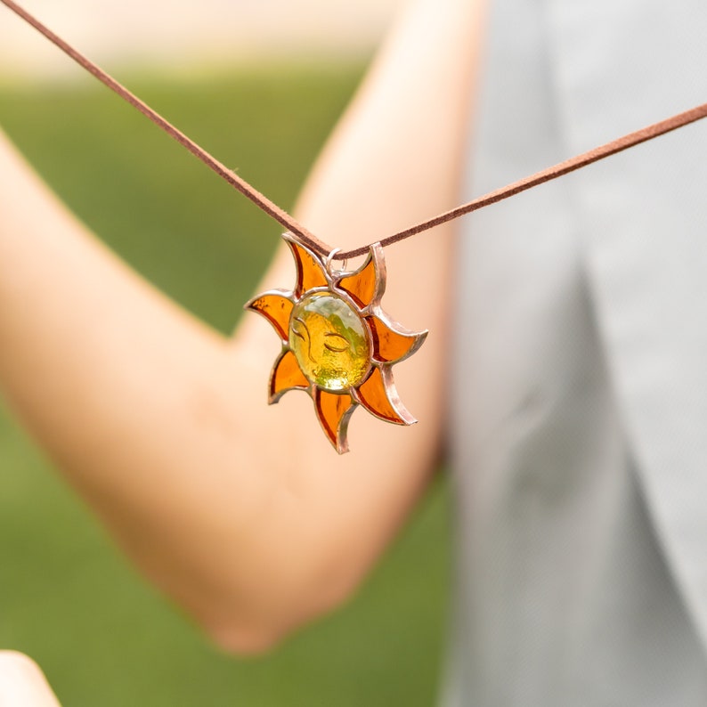 Stained glass sunshine necklace