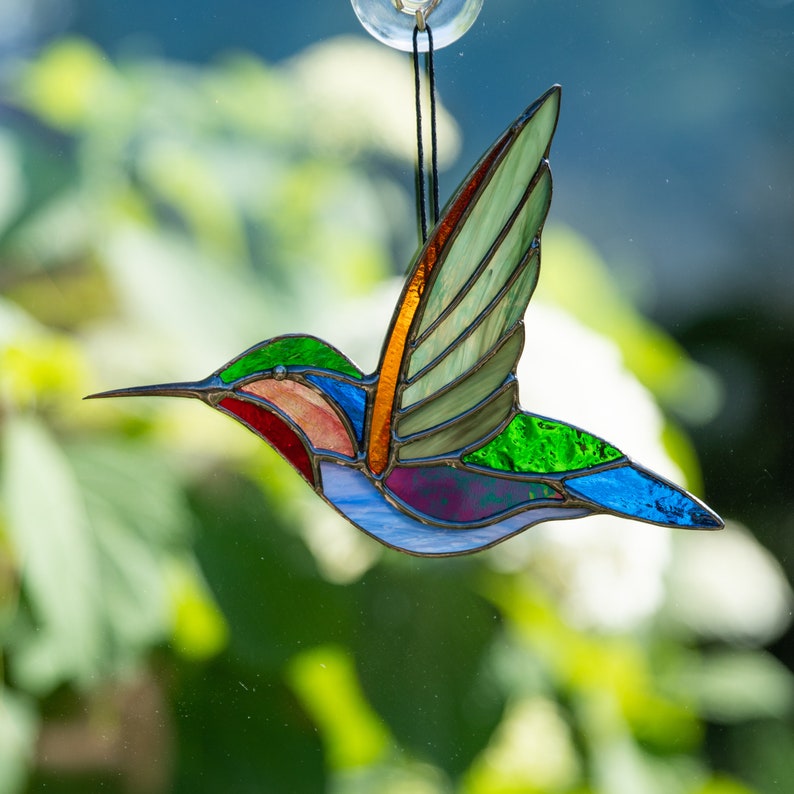 Stained glass hummingbird suncatcher Mothers Day gift Custom Etsy