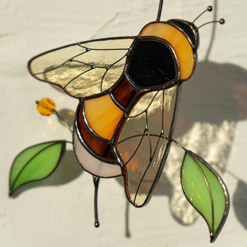 stained glass suncatcher of bumble bee