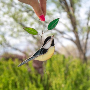 modern stained glass bird suncatcher