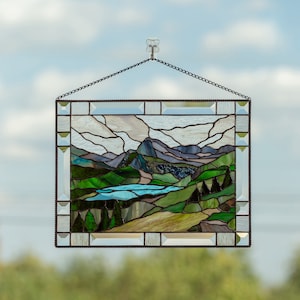 stained glass panel of Glacier national park