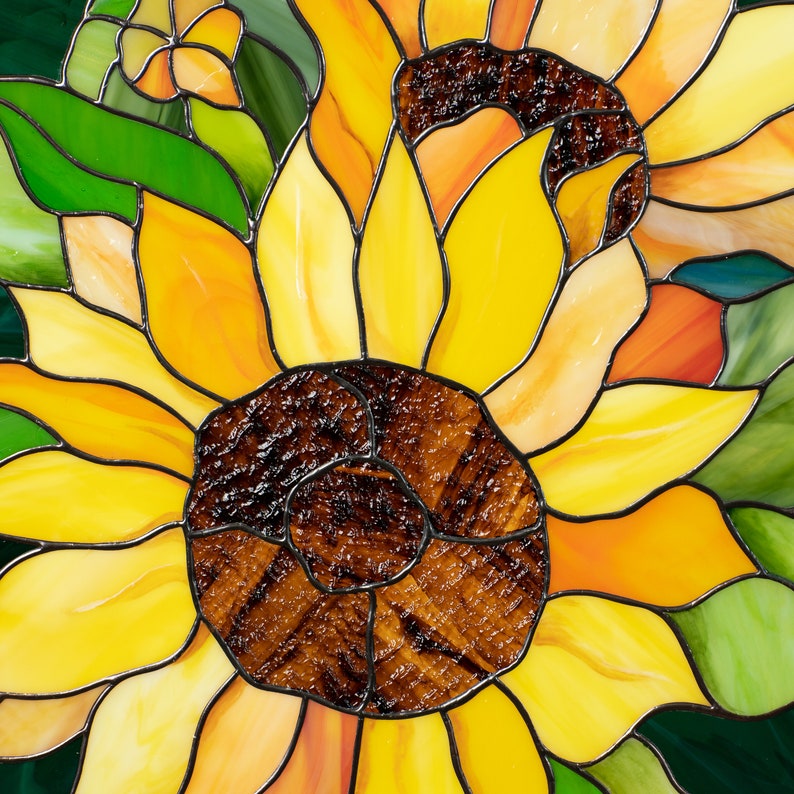 sunflower stained glass decor for interior