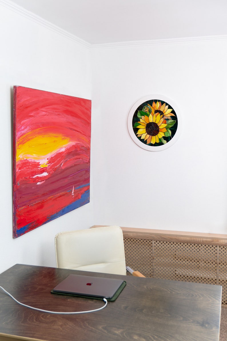 Office wall art made of stained glass