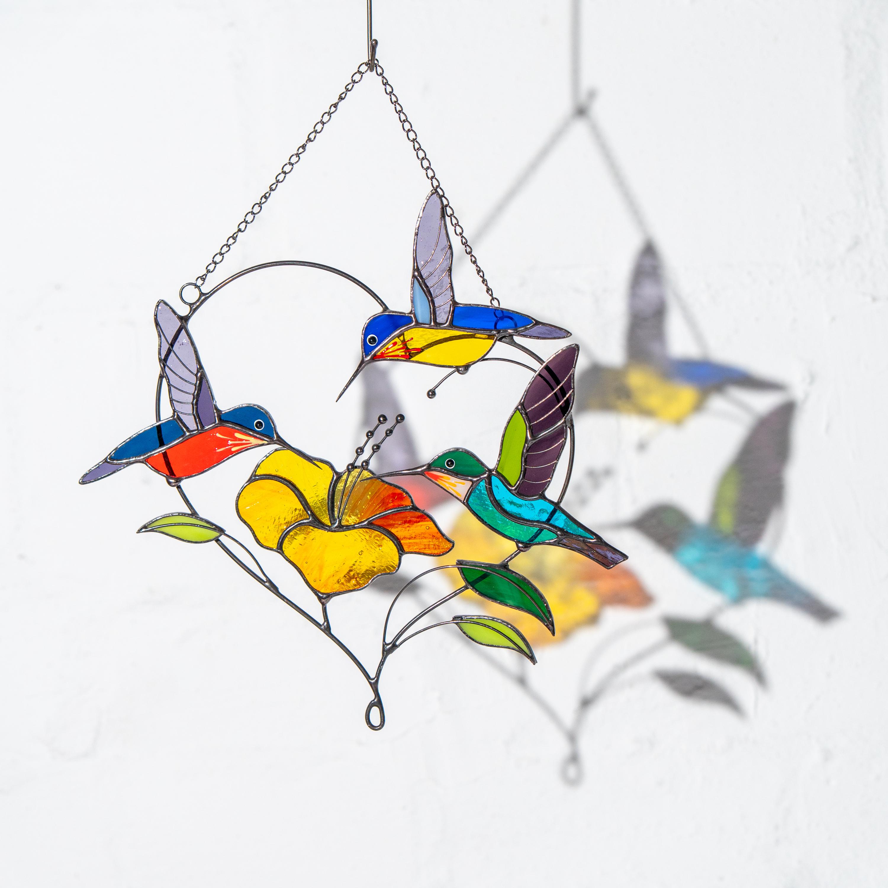Stained Glass Hummingbird Suncatcher Gifts for Grandma Custom