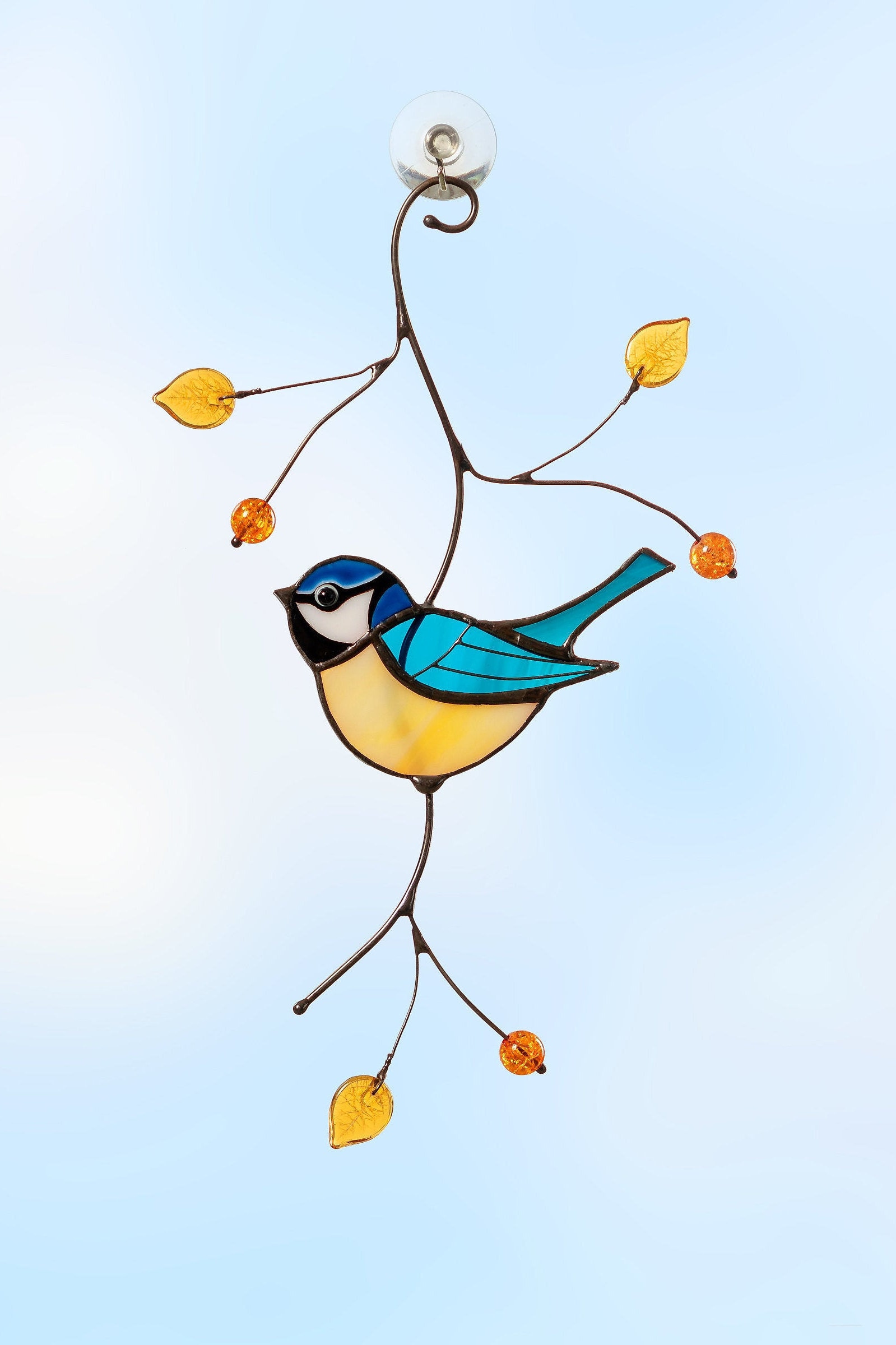 Chickadee stained glass suncatcher British bird stained glass Etsy