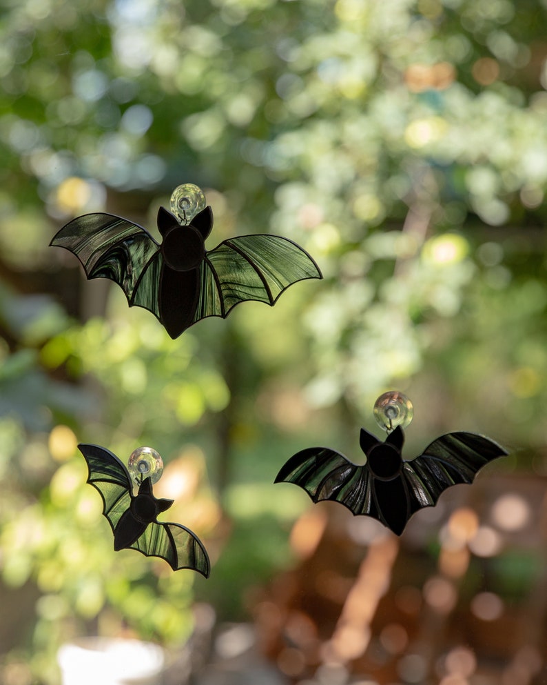 Halloween decor Vampire bats set Christmas gift Stained glass window hangings horror decor Halloween gift
