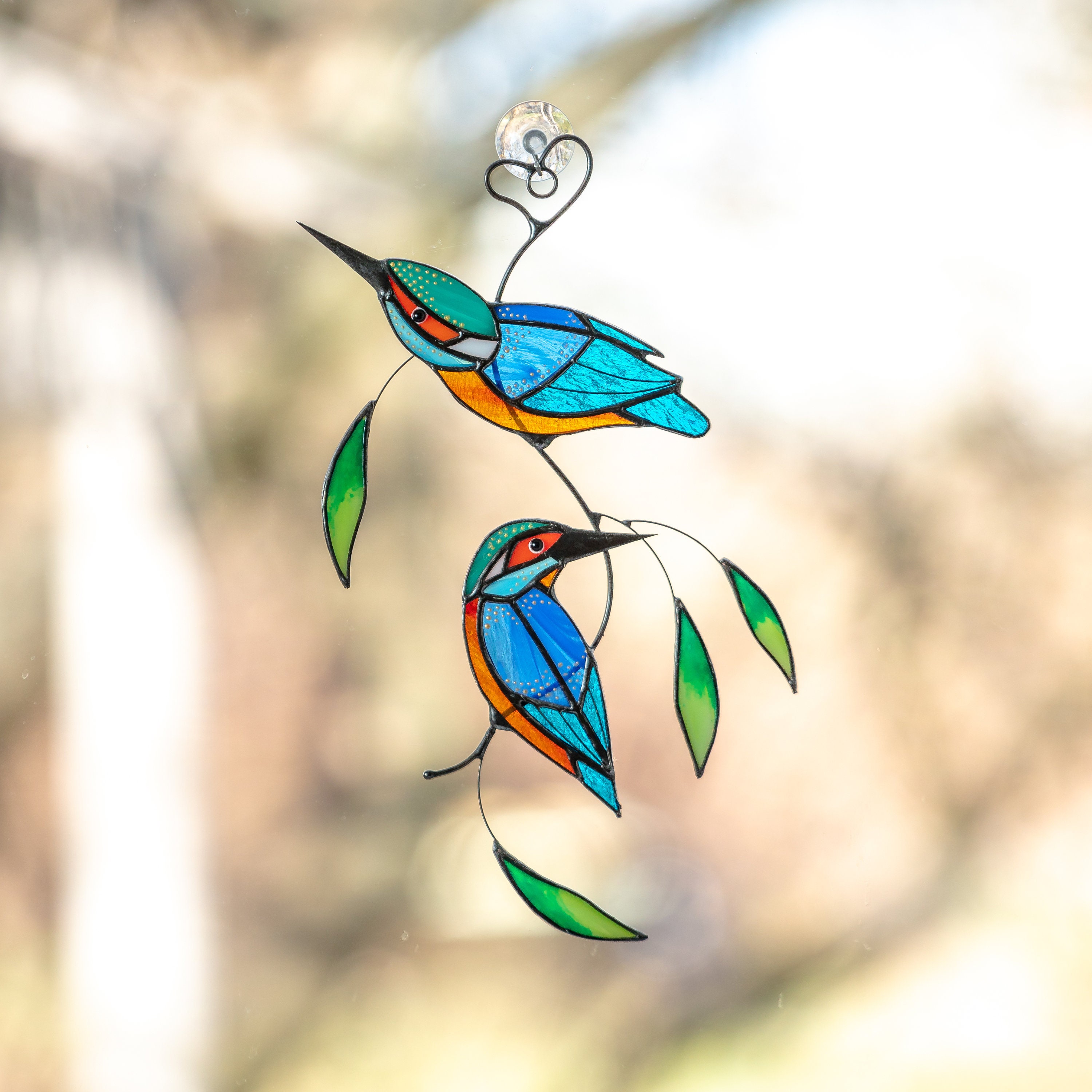 handmade with love unique gift Stained glass Little bird suncatcher