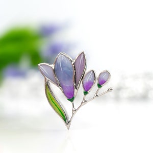 freesia stained glass brooch