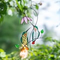 Hummingbird stained glass bird suncatcher Unique gift for mom Custom stained glass window hangings Hummingbird suncatcher product logo