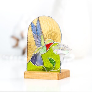 stained glass bird suncatcher made of colorful glass