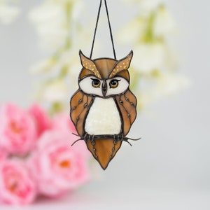 stained glass owl bird hanging on the tree