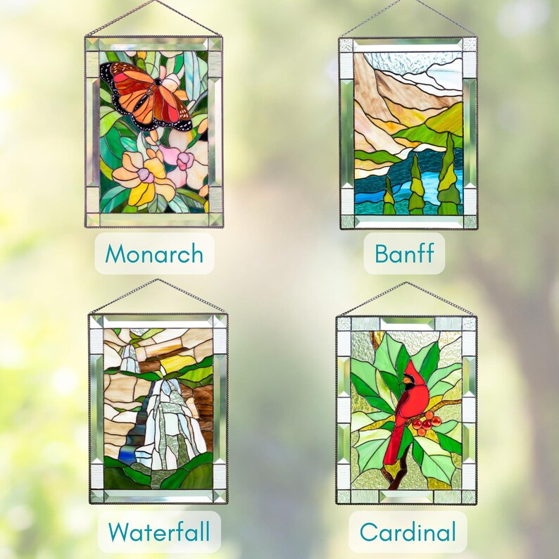 Stained glass panels for window