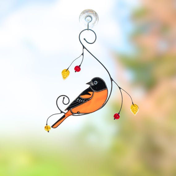 Baltimore stained glass window hangings Best dad gift Stained glass bird suncatcher Grandma ornament Patio decor
