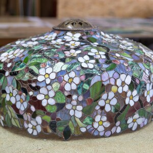 Ceiling hanging lamp Stained glass chandelier Unique gift for mom Flowers pendant lamp Cherry blossom art decor lamp image 6