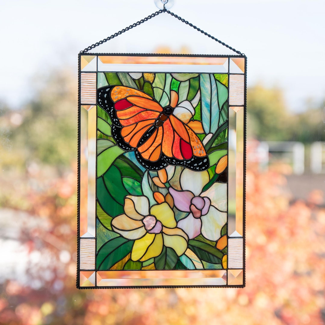 【現品限り】アメリカ ステンドグラス Butterfly グラスマスターズ社 現品限り】アメリカ ステンドグラス Butterfly グラスマスターズ社