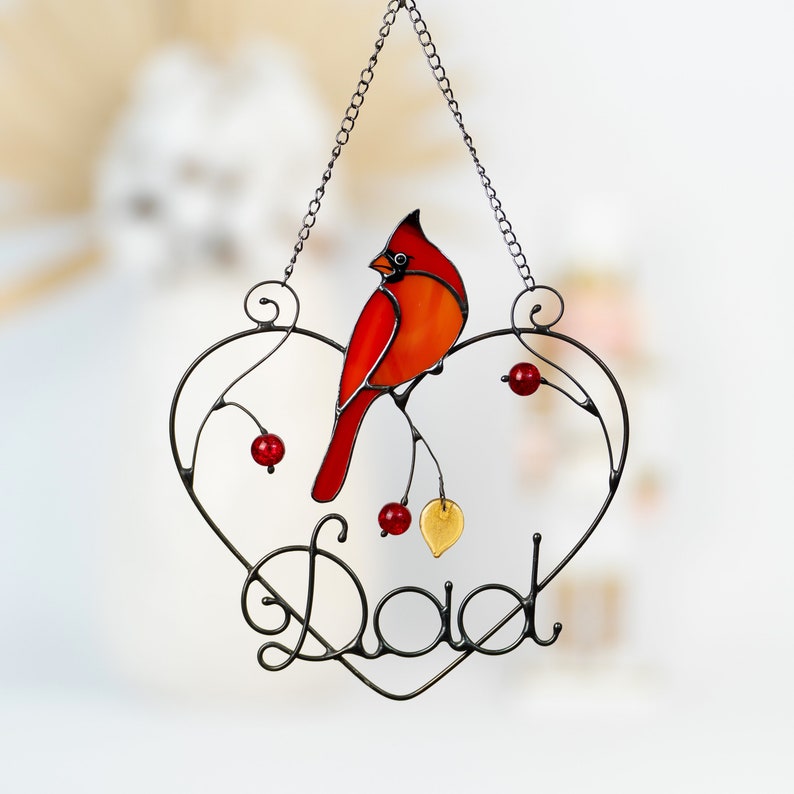 stained glass cardinal window hanging