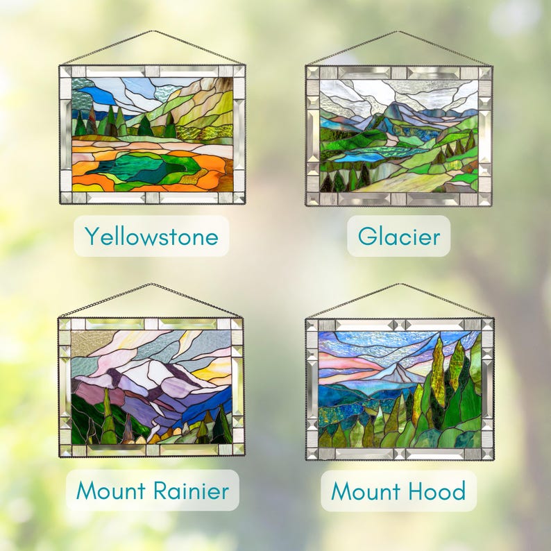 stained glass landscapes panels