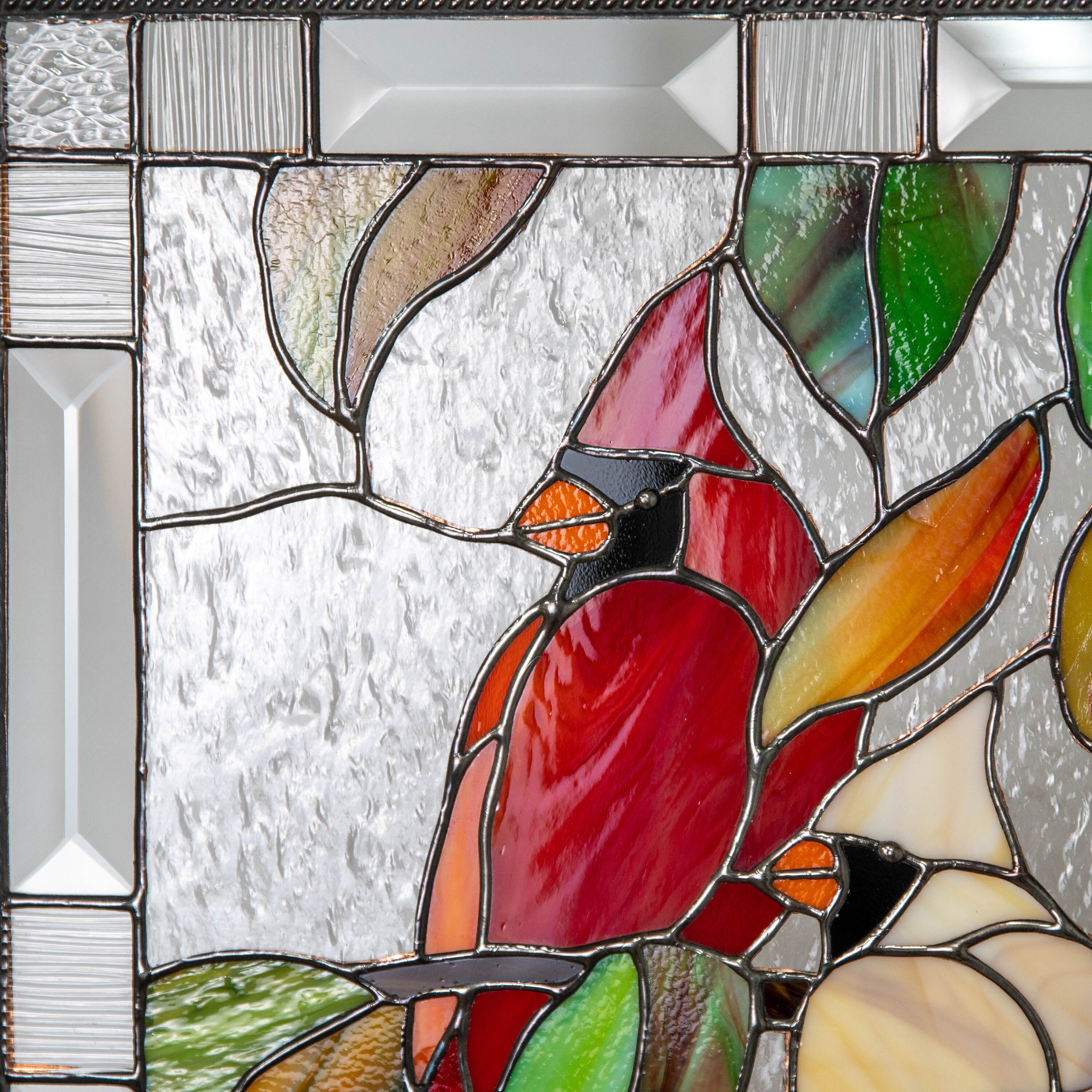 Cardinal stained glass window panel Christmas gift Bird Etsy