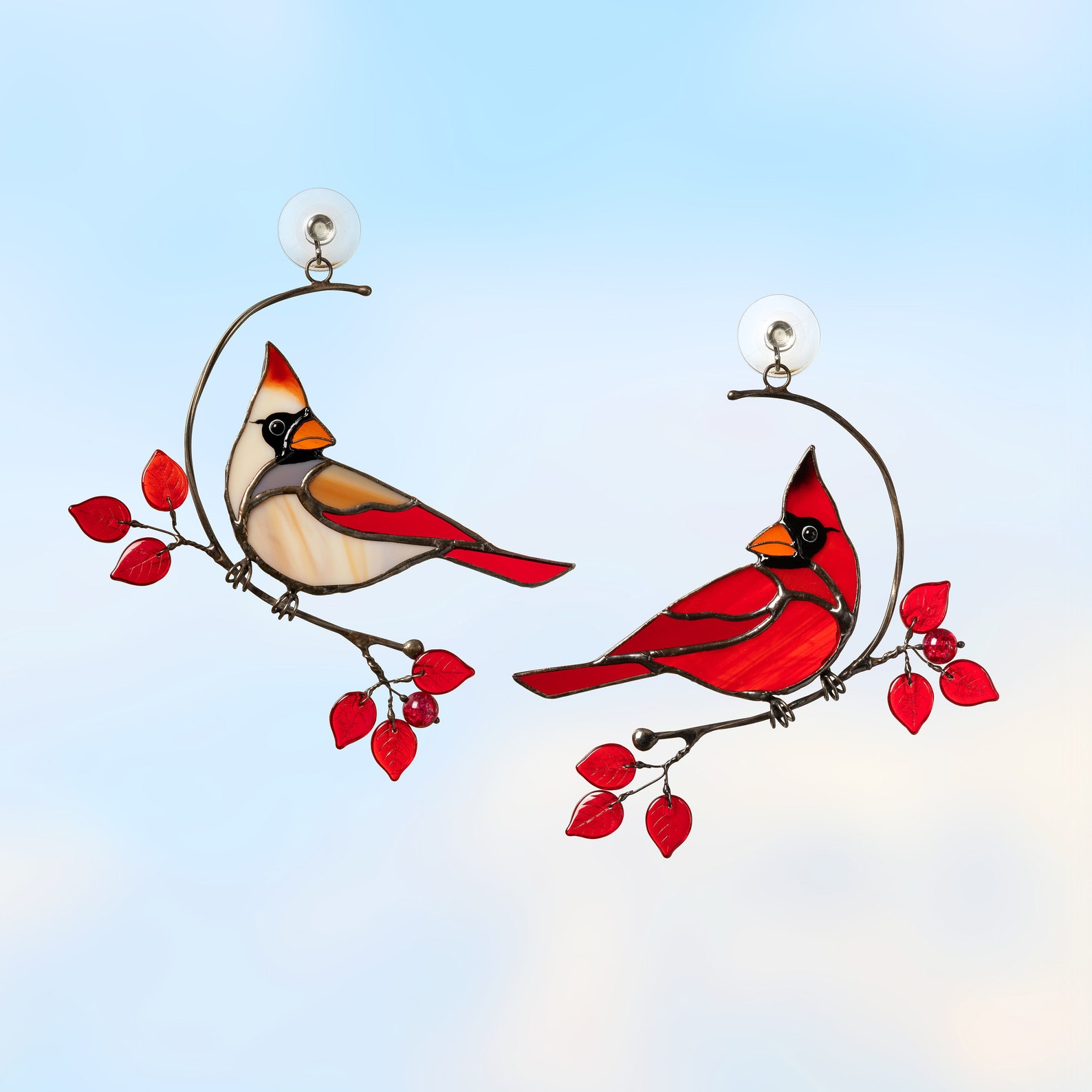 Stained glass cardinal bird suncatcher Christmas cardinal Etsy