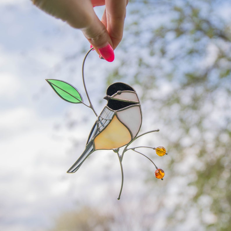 chickadee bird sitting on the branch decor indoor and outdoor