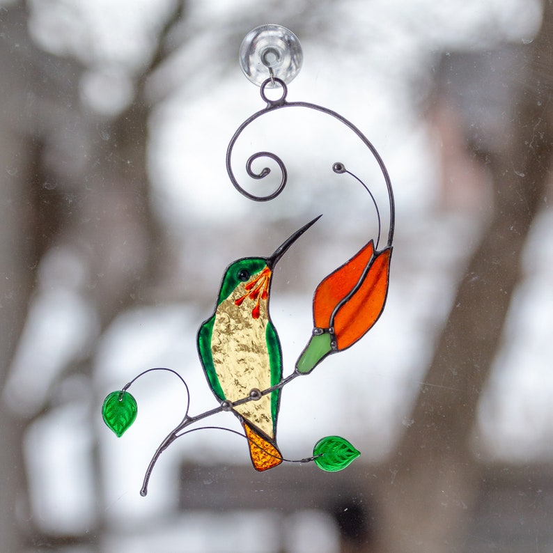 Glasinlood kolibrie suncatcher kerstcadeau Vogel Etsy