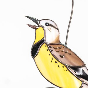 bright Western meadowlark bird made of unique stained glass