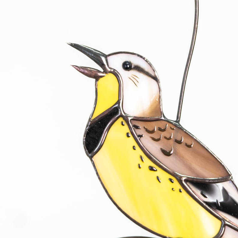 bright Western meadowlark bird made of unique stained glass