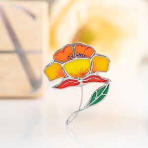 peony stained glass pin