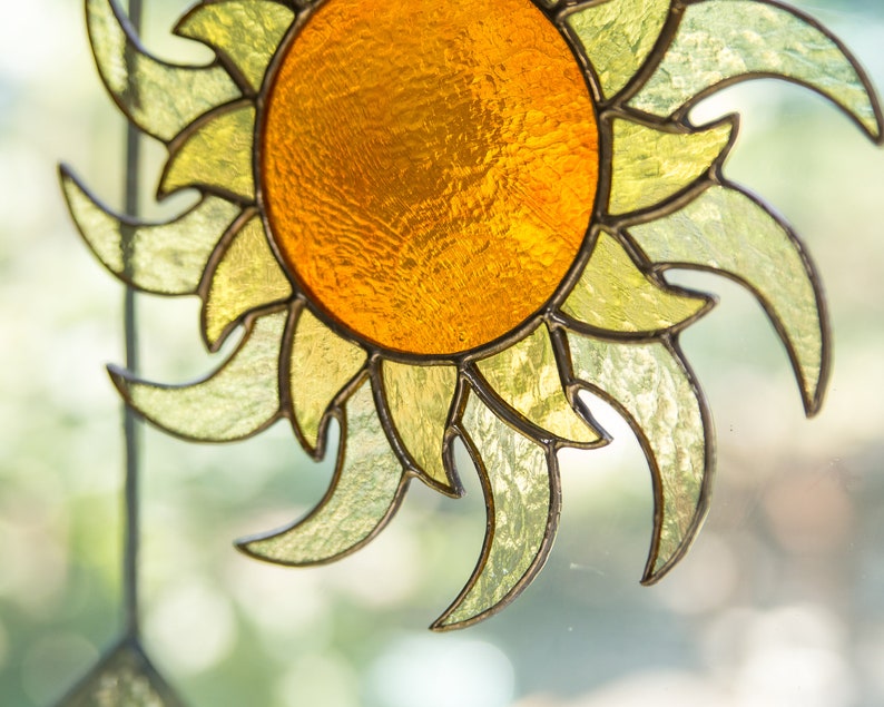 Modern Stained Glass Sun Suncatcher Christmas Gifts Custom Etsy