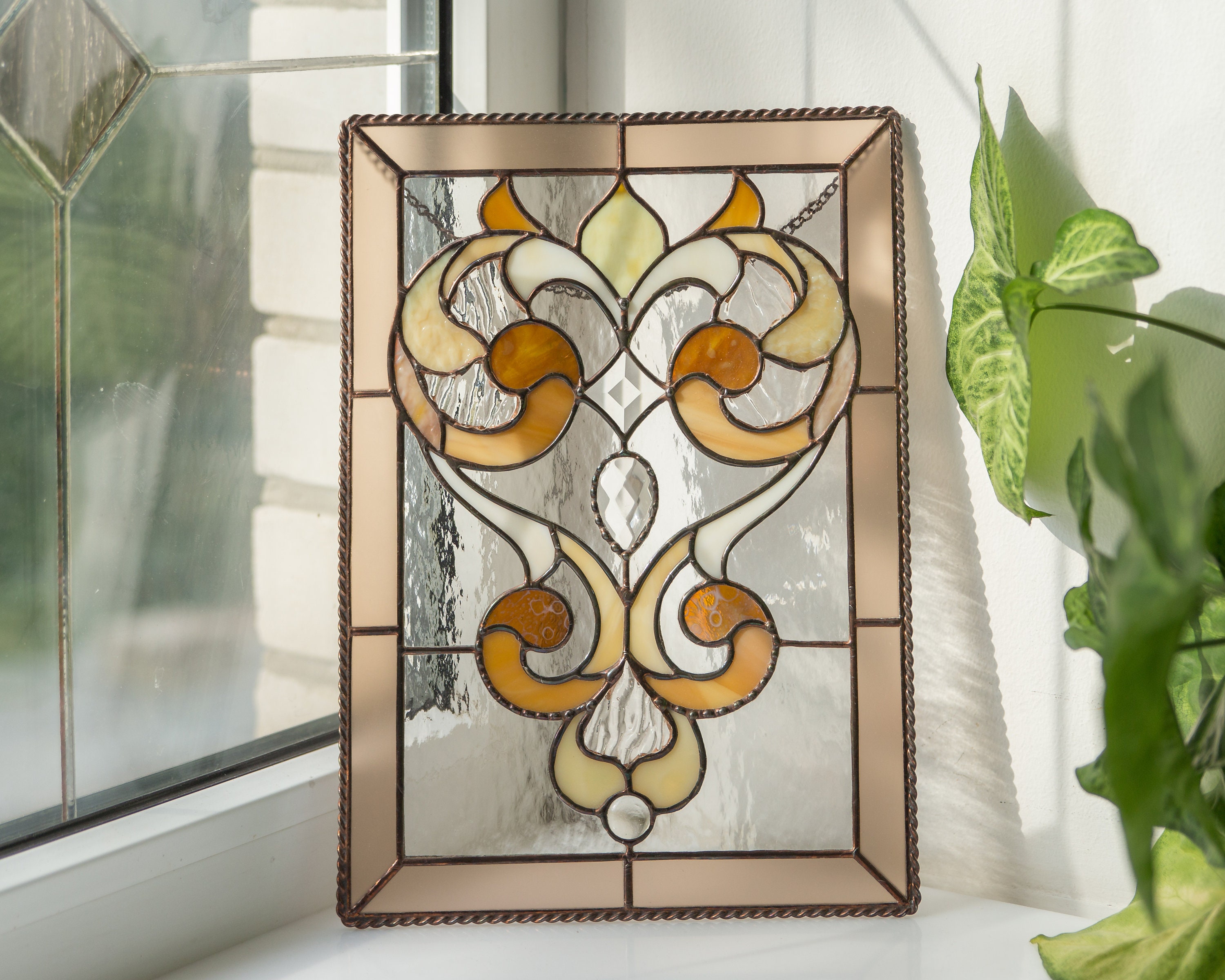 Custom stained glass window panel new house gift Stained glass Etsy