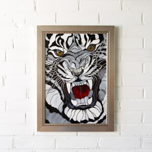 stained glass tiger wall art