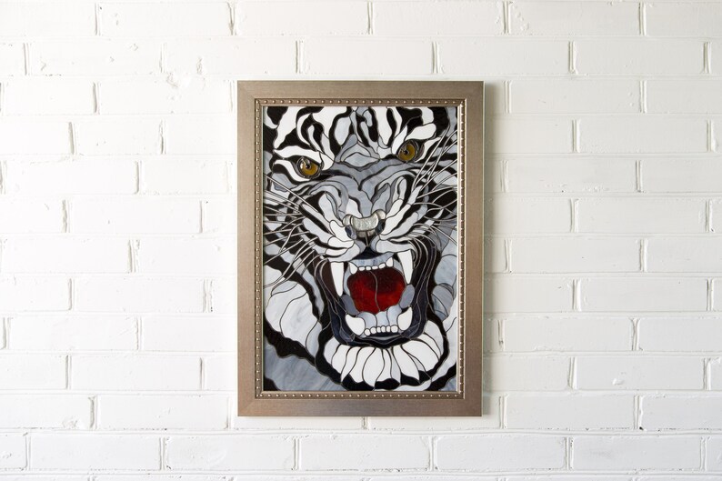 stained glass tiger wall art