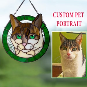 Pet memorial stained glass window panel Custom stained glass Dog portrait Cat lover gift stained glass decor image 9