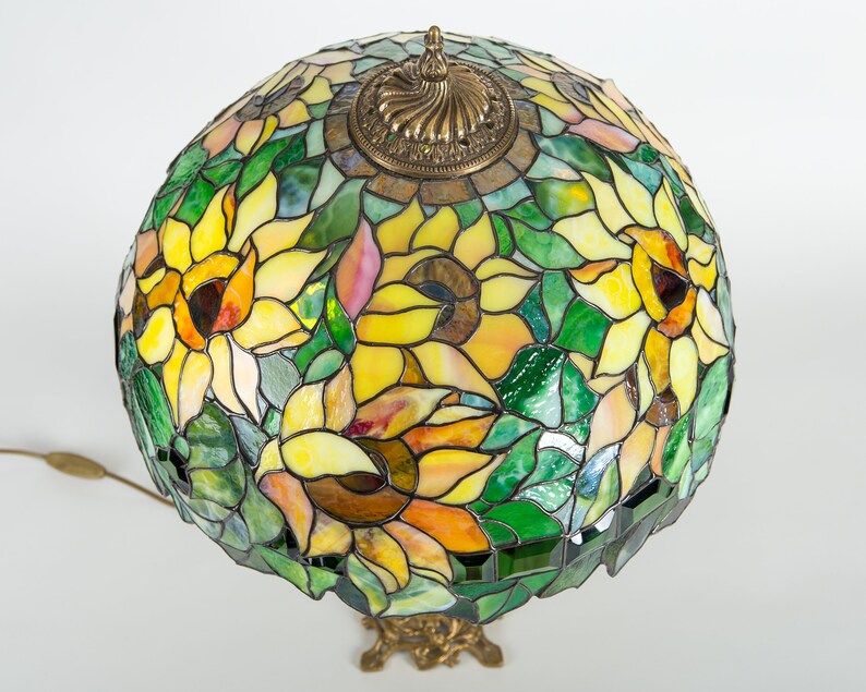 Sunflower stained glass flower lamp shade housewarming gift Etsy