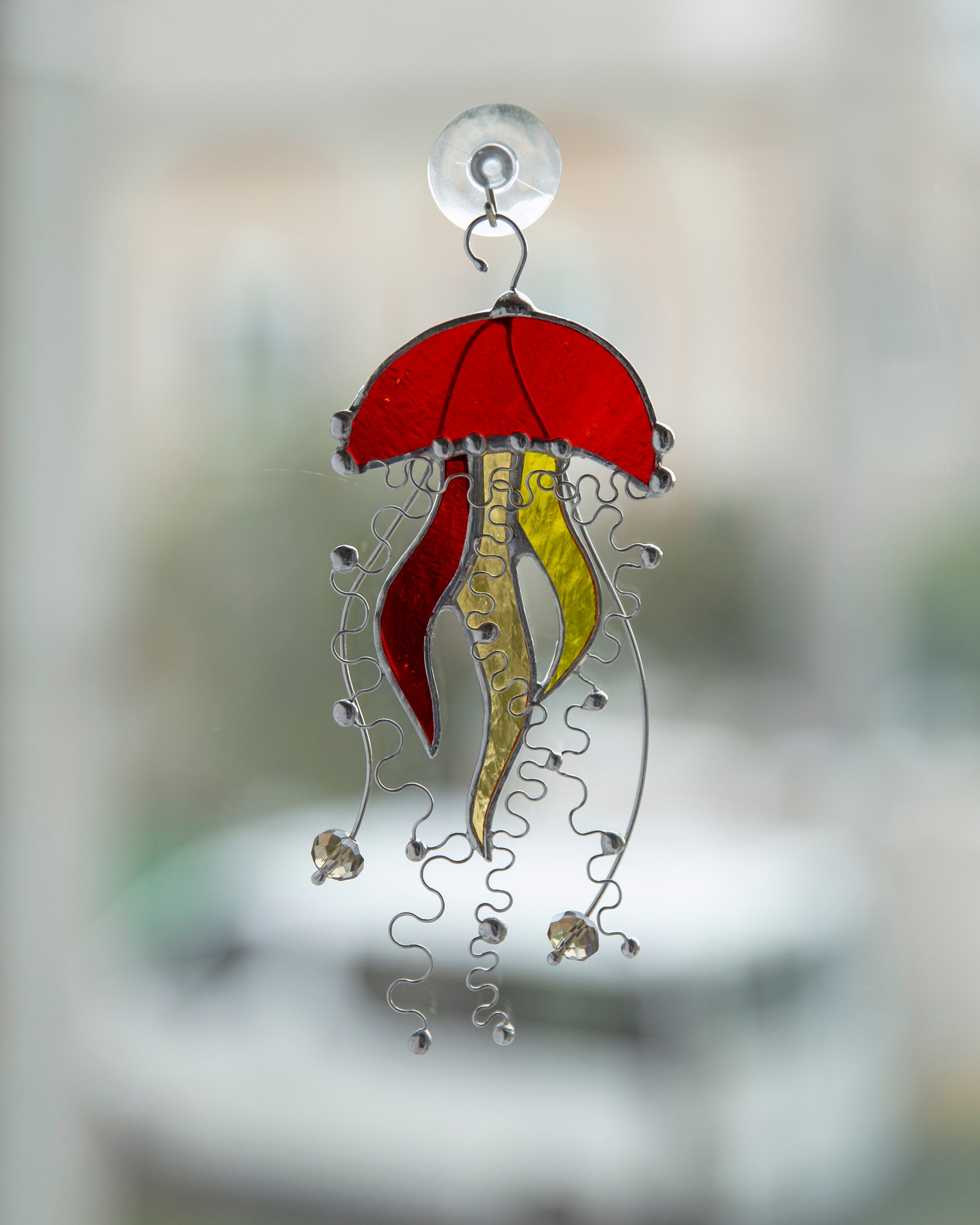 Stained glass jellyfish suncatcher wanderlust gift custom Etsy
