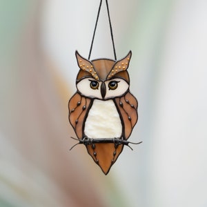 handmade owl stained glass light catcher