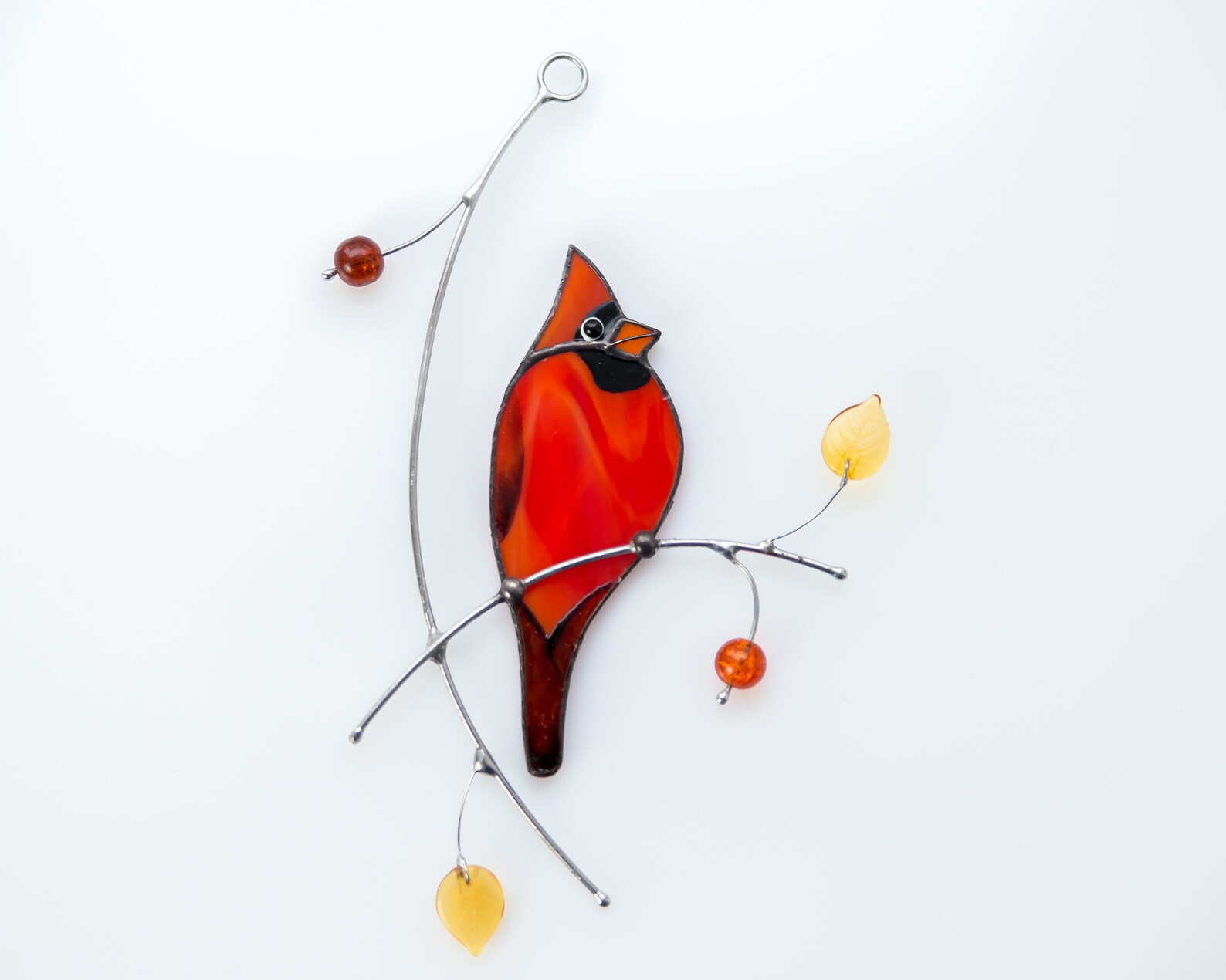 Cardinal stained glass window hangings Christmas gift Stained Etsy