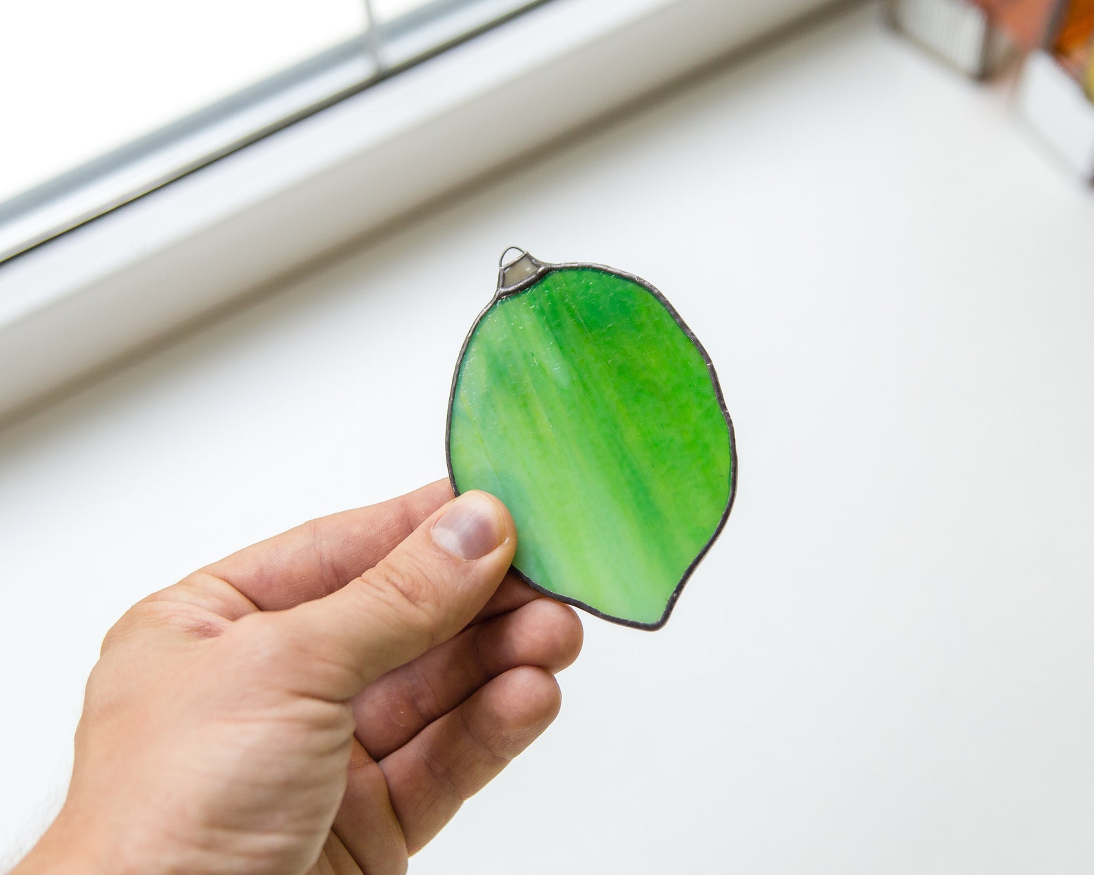 Lime stained glass suncatcher Custom stained glass lemon Etsy