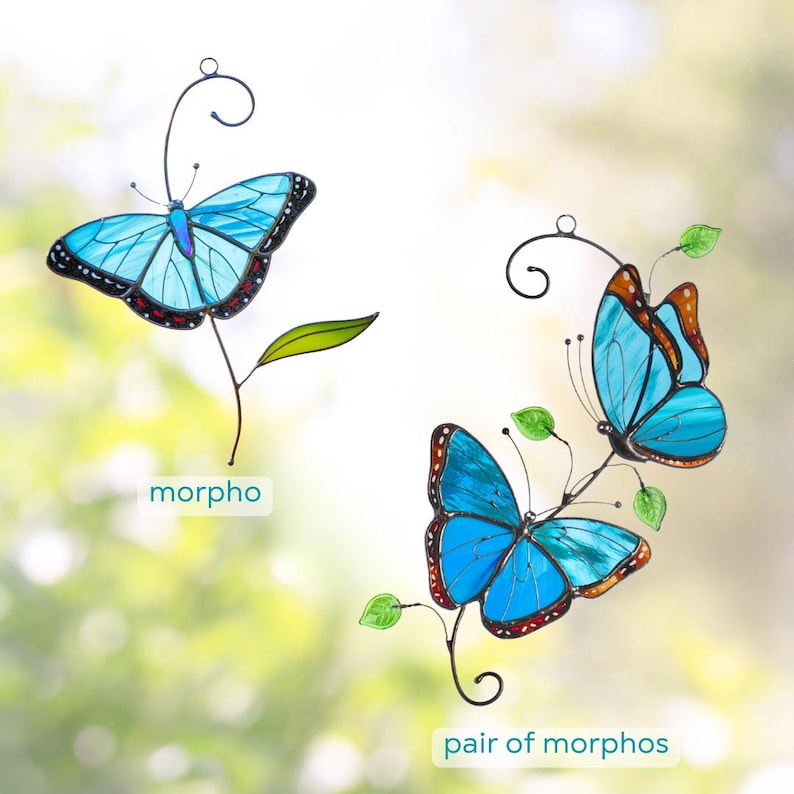 variation of morphos made of stained glass