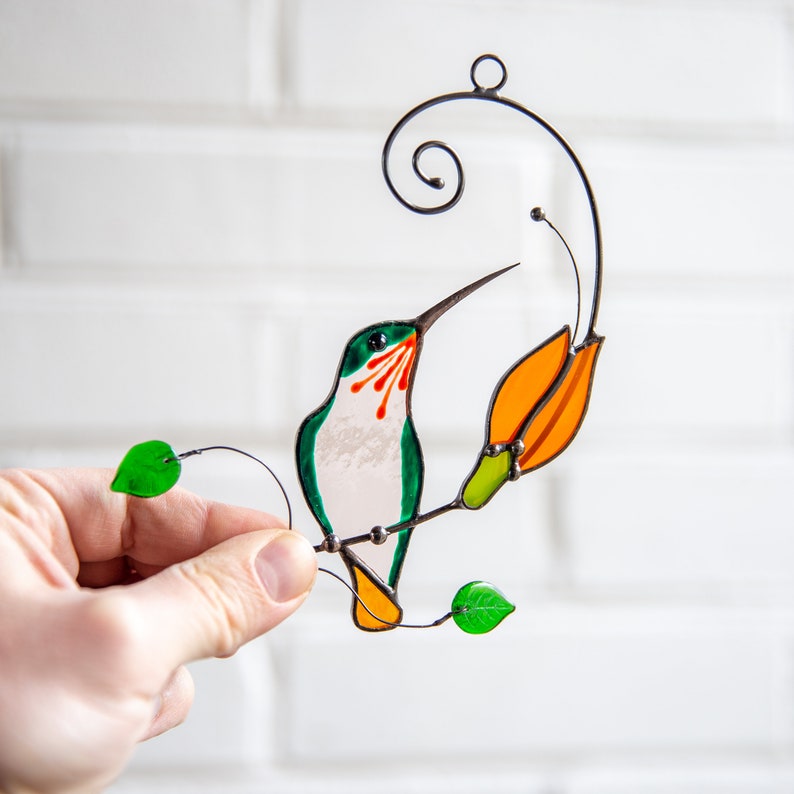 Hummingbird stained glass window hangings Christmas gifts image 7