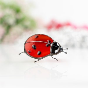 Custom stained glass ladybug brooch