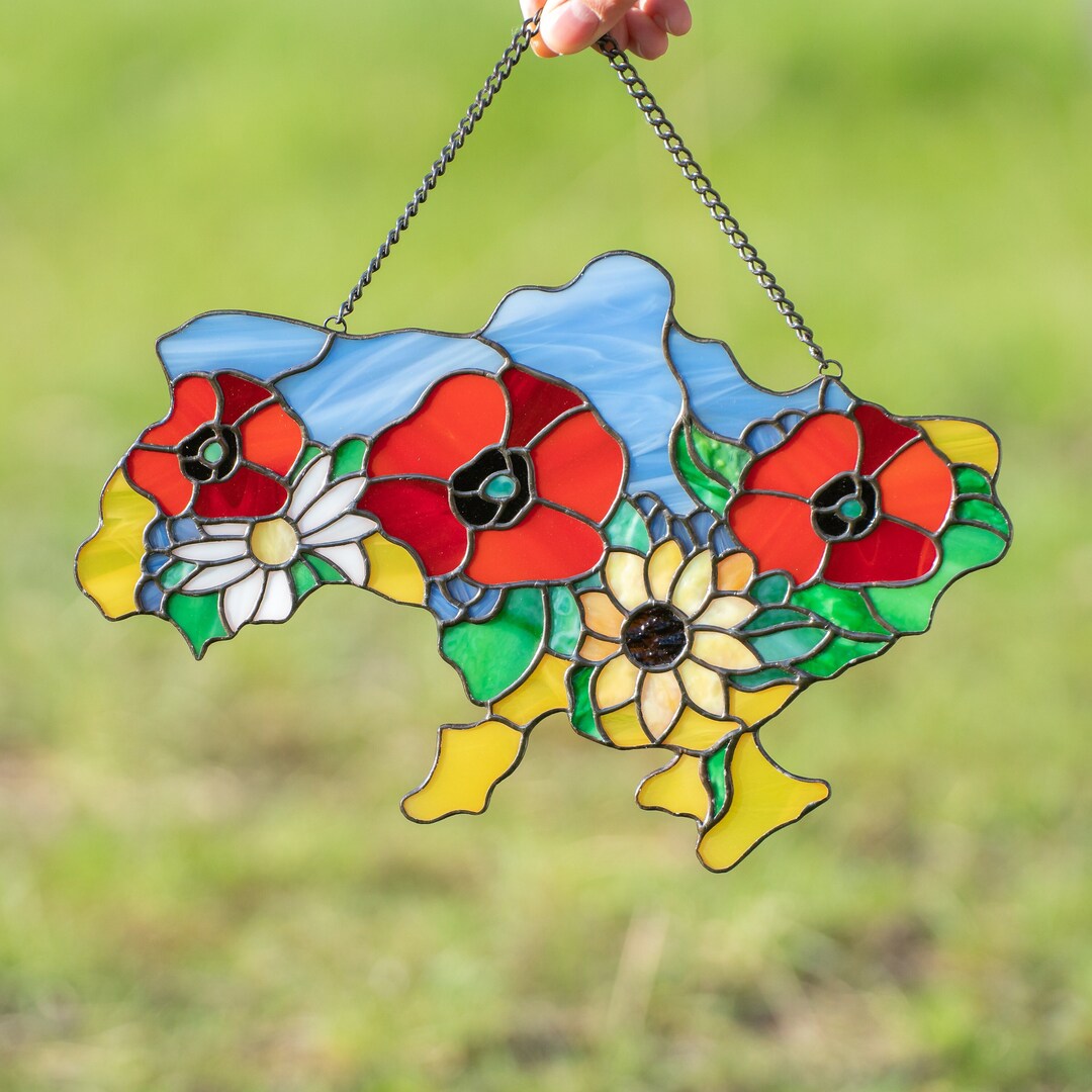 Flower Stained Glass Window Hangings Christmas Gifts Ukraine Stained