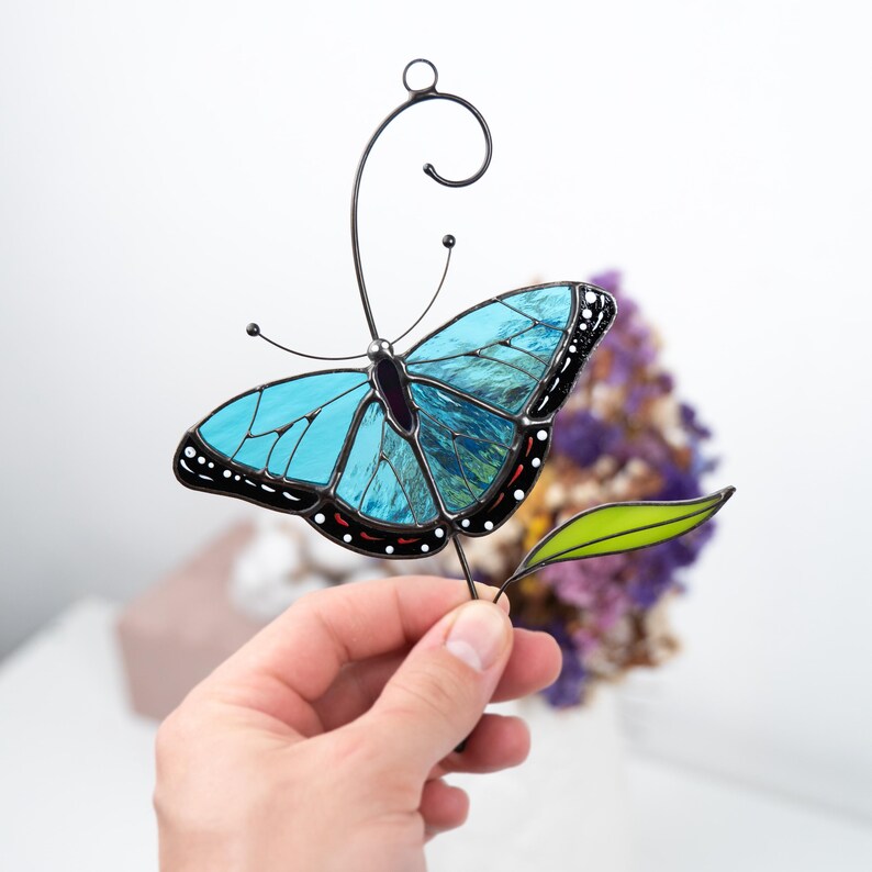 handmade glass decor of morpho butterfly
