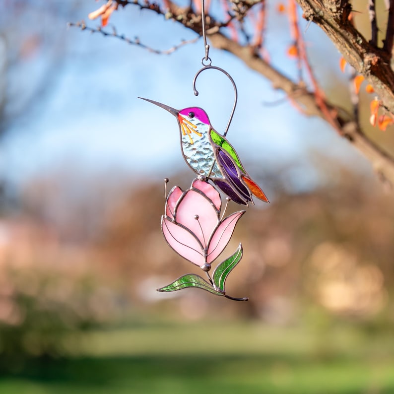 Stained glass hummingbird