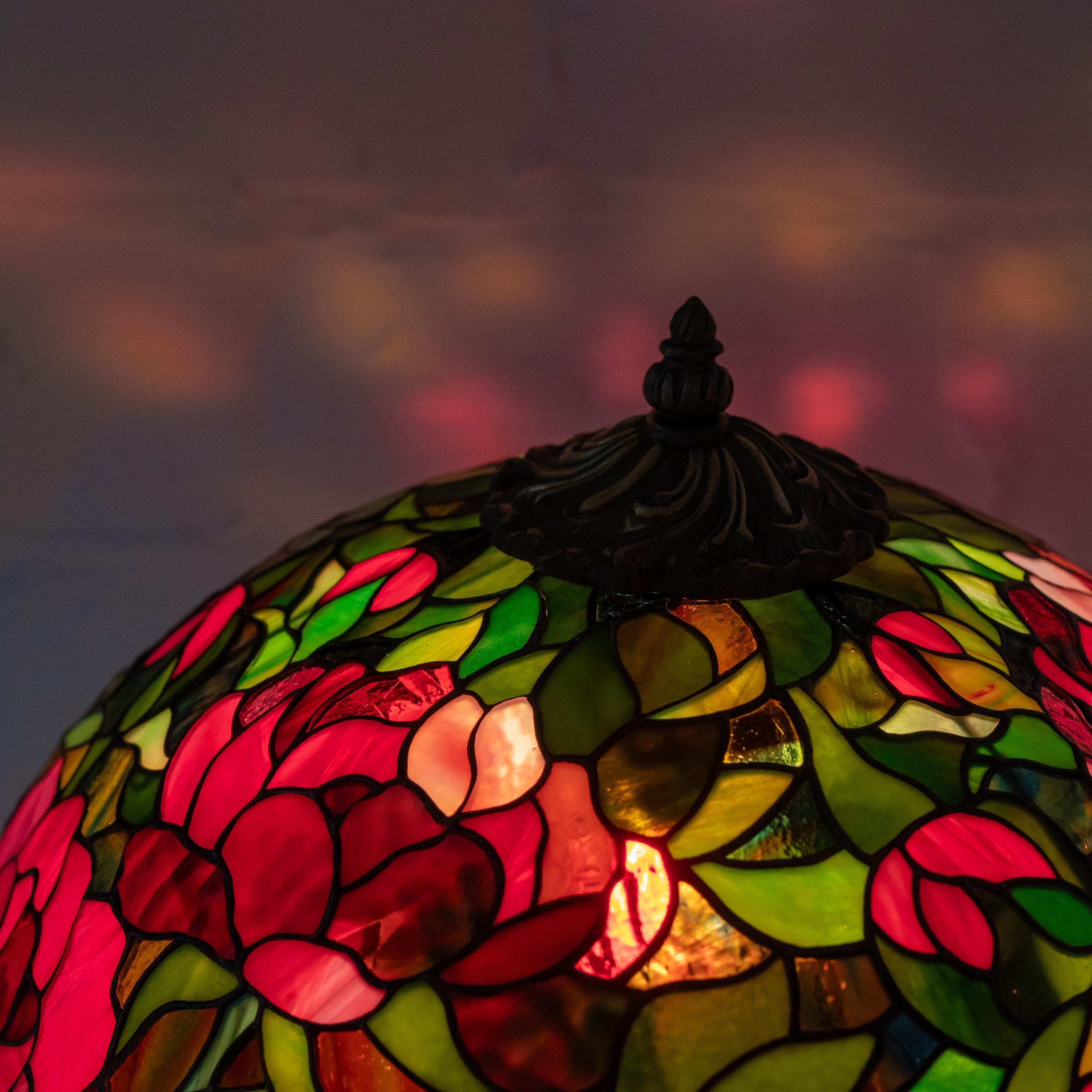 Custom Stained Glass Peony Lamp House Warming Gifts New Home