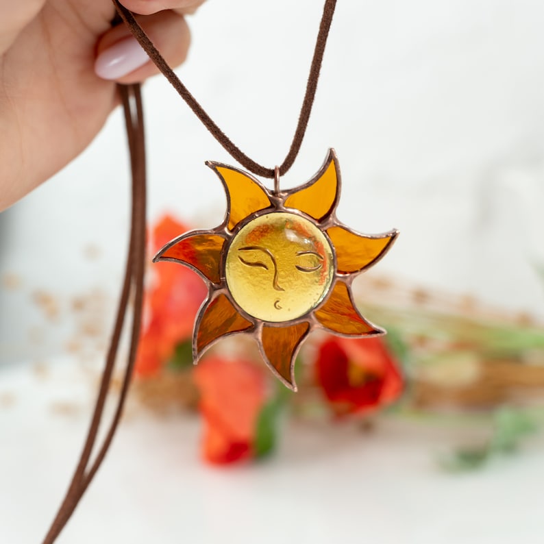 stained glass gold sun jewelry