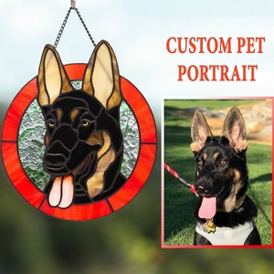 Pet memorial stained glass window panel Custom stained glass Dog portrait Cat lover gift stained glass decor image 5
