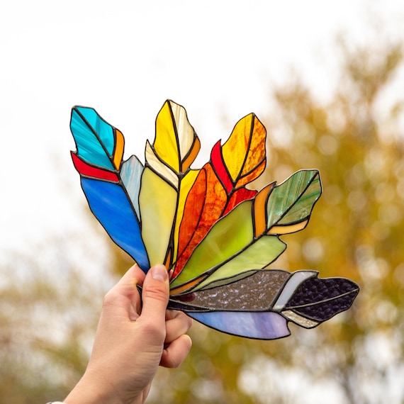 Susan Green Feather Stained Glass Suncatcher Susan Green Feather Stained Glass Suncatcher