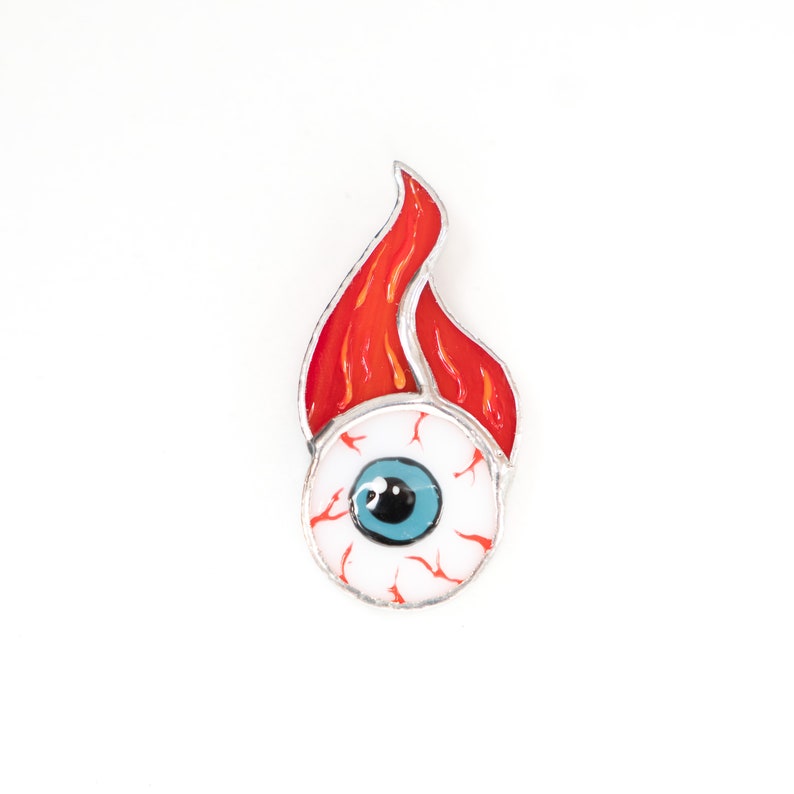 Halloween eyeball stained glass pin