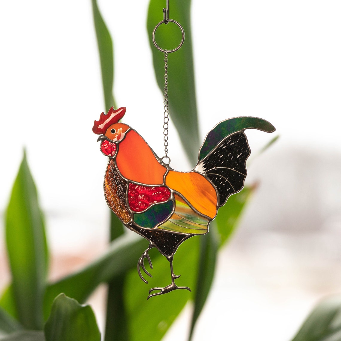 Rooster Stained Glass Window Hangings Farmhouse Decor Custom Etsy